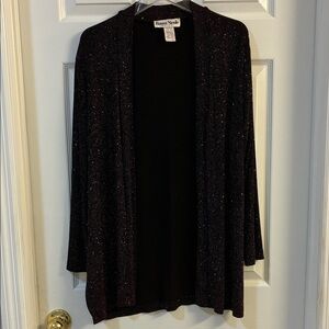 Ronni Nicole Petite Black Open Front Sparkle Cardigan Jacket Size 12 P